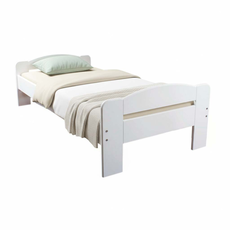 Pat de o persoana Transilvan, Dumbo, Lemn Masiv, Model 2/2, 90x200 cm, Alb